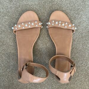 J.Crew Factory | Nude pearl ankle strap sandals